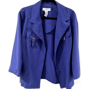 Sag Harbor Womens 12 Purple Blazer Polyester Blend Stretch Material Career Wear